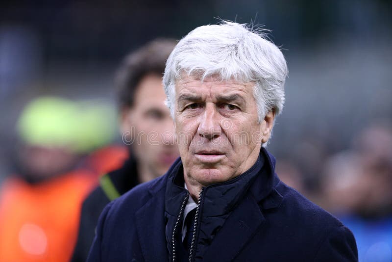 Milano, Italy. 19th February 2020. Uefa Champions League. Atalanta Bergamasca Calcio vs Valencia CF. Gian Piero Gasperini head coach of  Atalanta Bergamasca Calcio