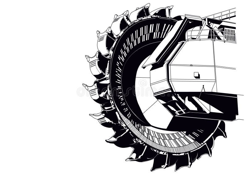 Giant Bucket Wheel Excavator Stock Vector Illustration of strip, details 15573642