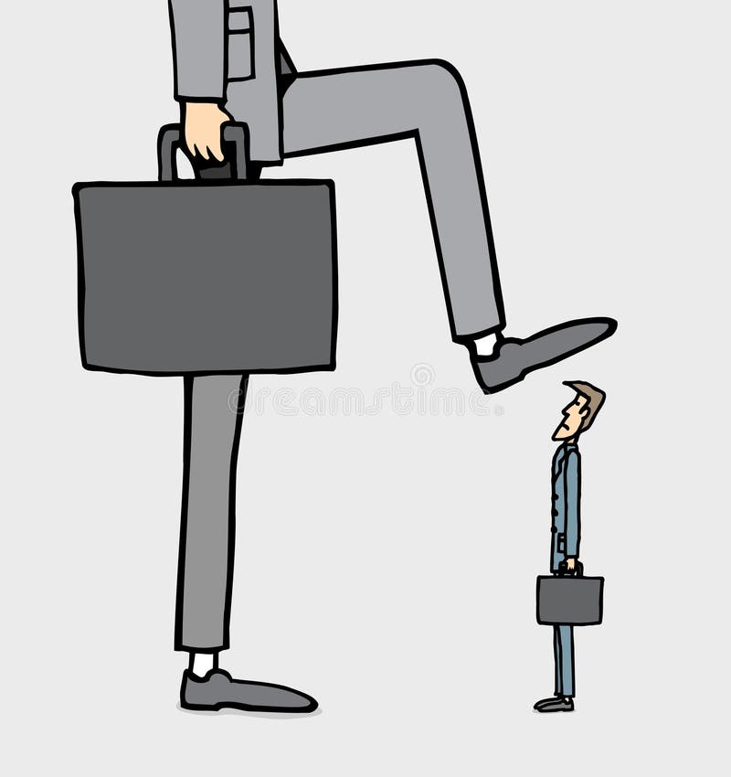 Giant businessman stepping on smaller one