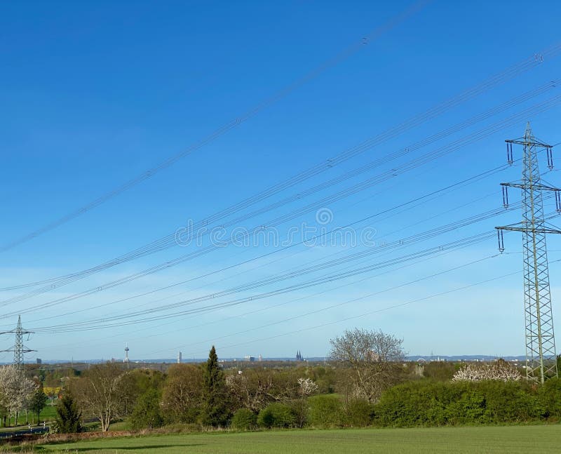 Giant Electric Power Transmissions in Germany Stock Photo Image of