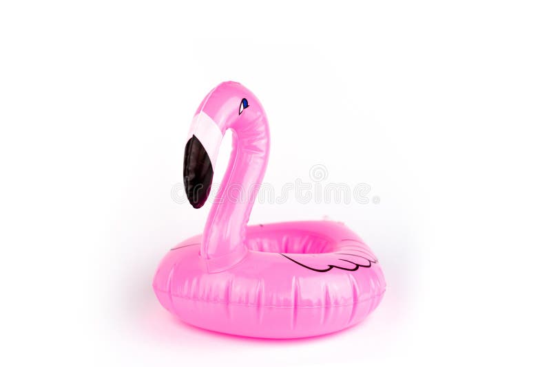 Giant inflatable Flamingo on a white background, pool float party, trendy summer concept