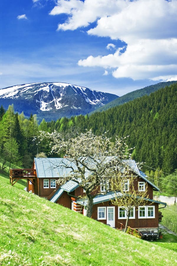 Verticale godersi una bella vista delle montagne di Krkonose.