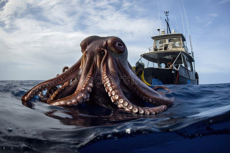 Video of Giant Octopus Being Reeled In by Fishing Boat Terrifies