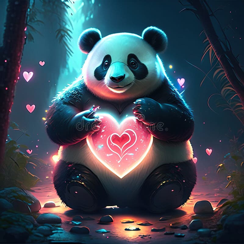 Cute Panda Hug Love Heart Cartoon, Illustrations ft. panda & heart - Envato  Elements