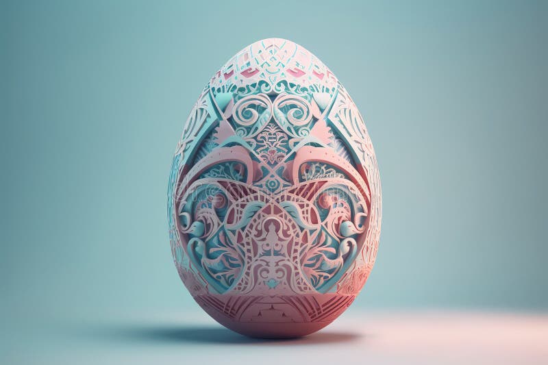Giant Pastel Easter Egg with Intricate Patterns 3D Rendering Look