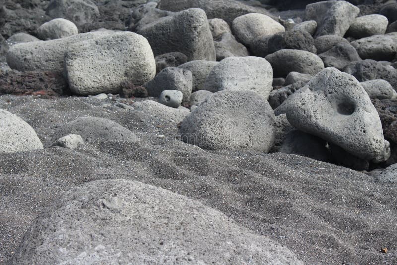 Giant Rock Pebbles on Volcanic Sand Stock Photo Image of volcanic