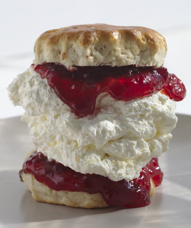 Download Giant Scone With Cream And Jam Stock Photo - Image of cornish, baked: 29849606