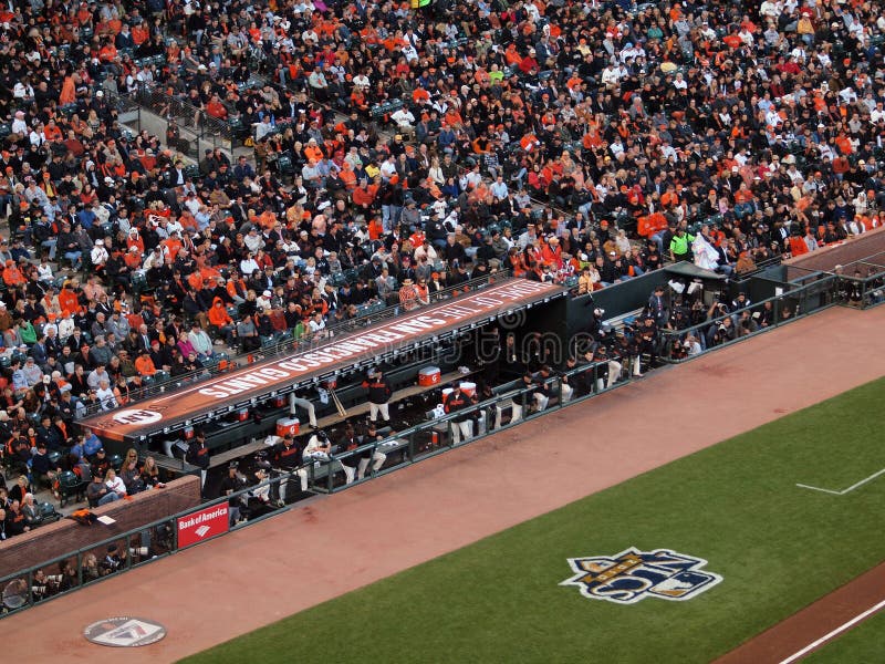 Giants Dugout, Players Stand Watching Action NLCS Editorial Photography