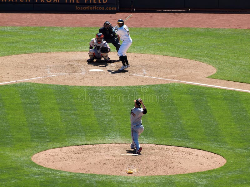 Giants Pitcher Throws Ball Toward Homeplate Editorial Image Image of