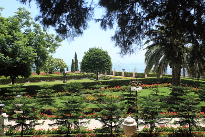 Giardini di Bahai a Haifa sul monte Carmelo immagini stock