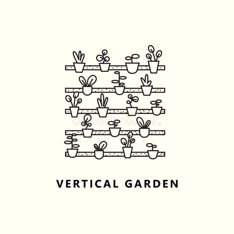 Giardino verticale Illustrazione vettoriale della pianta in stile struttura illustrazione di stock