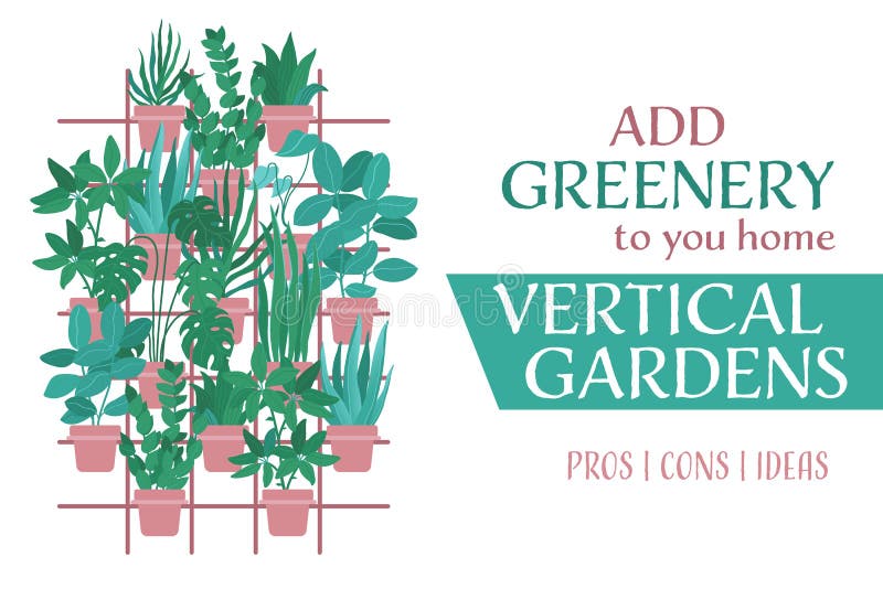 Giardino verticale interno, banner web orizzontale illustrazione di stock
