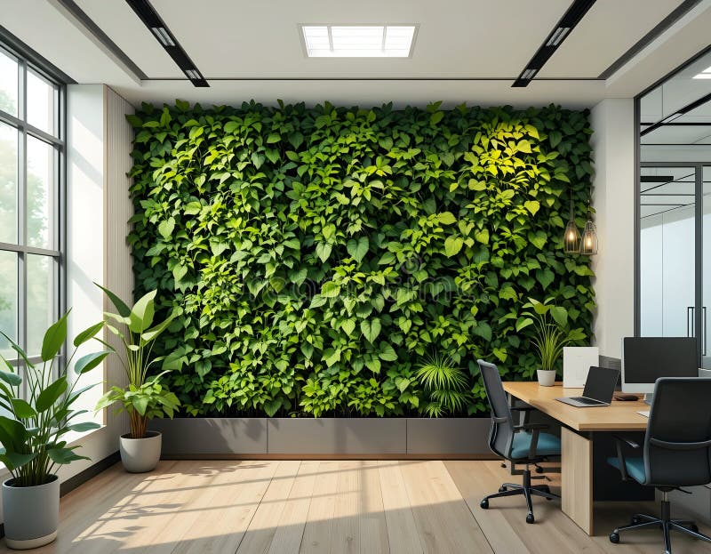 Giardino verticale per interni con piante idroponiche royalty illustrazione gratis
