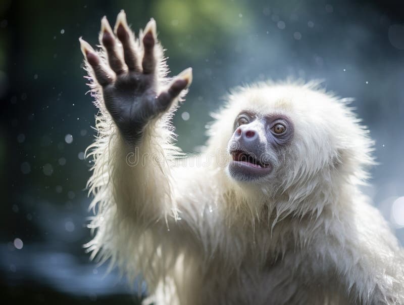 Gibbon White hand Made With Generative AI illustration royalty free illustration.