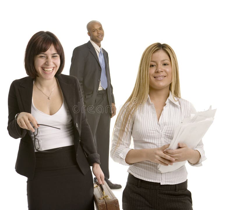Giechelende bedrijfsvrouw met collega's royalty-vrije stock afbeeldingen Giechelende bedrijfsvrouw met collega's royalty-vrije stock afbeeldingen