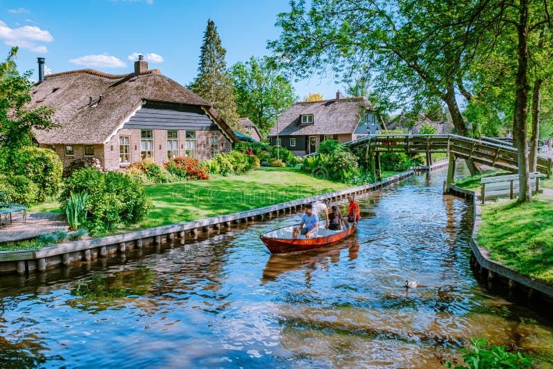 Giethoorn Netherlands May 2018 ,view of Famous Village with Canals and ...