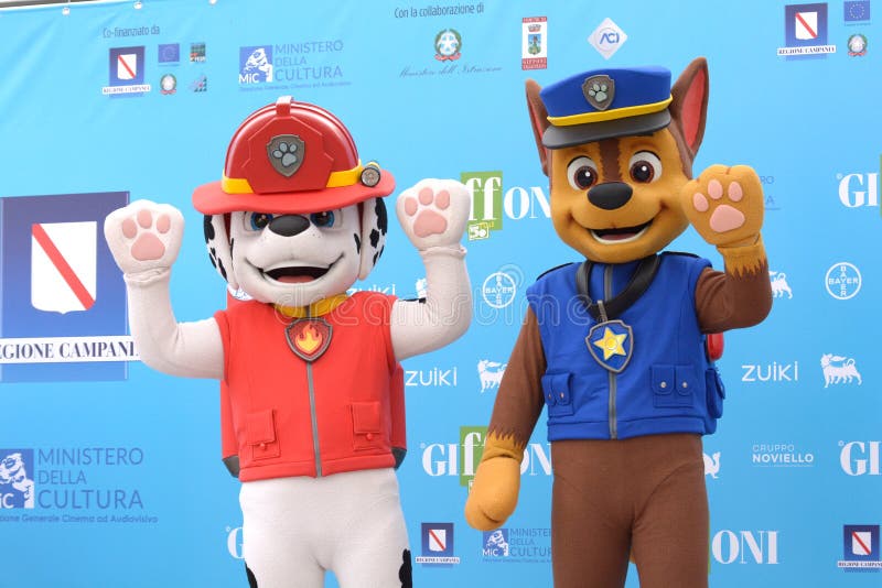 Chase & Marshall of Movie ` Paw Patrol ` at Giffoni Festival 50 Plus Editorial Photography - of patrol, festival: 233378762