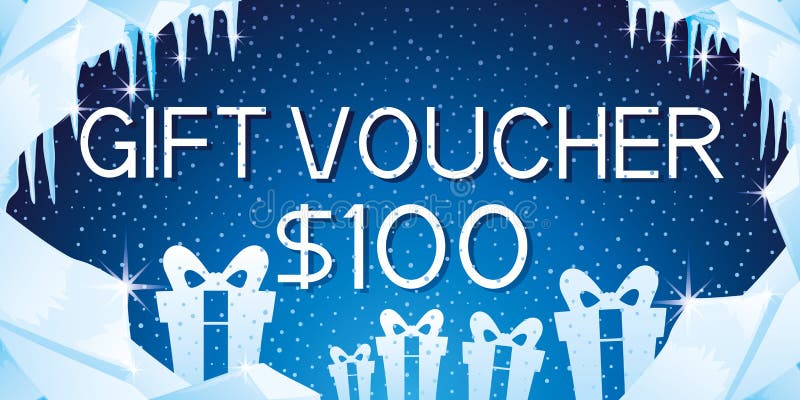 Gift voucher with gift boxes. royalty free illustration