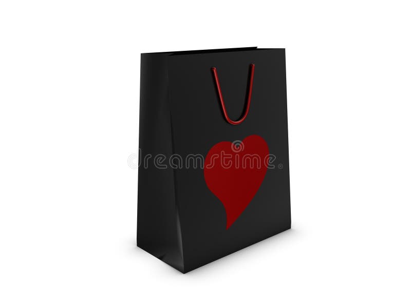 Gift bag with heart stock illustration. Illustration of paper 12208356