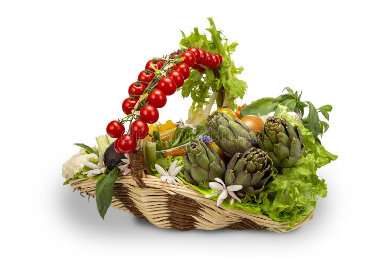 Gift Basket with a Selection of Mixed Vegetables Stock Image Image of