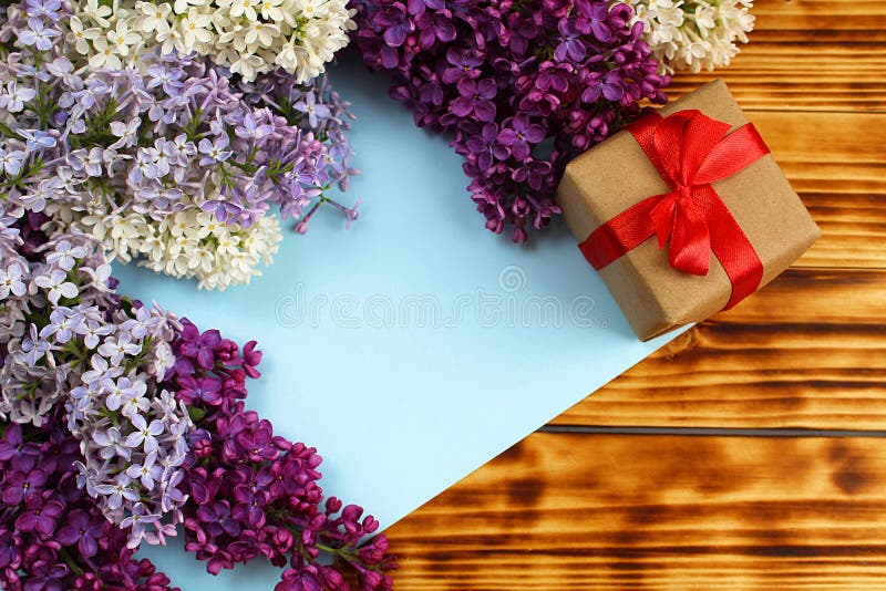 Gift wrapping is on spring background royalty free stock image Gift wrapping is on spring background royalty free stock image