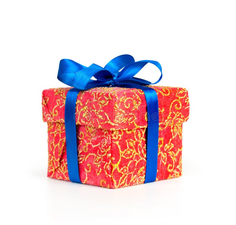 Gift box with blue ribbon stock photo. Image of image