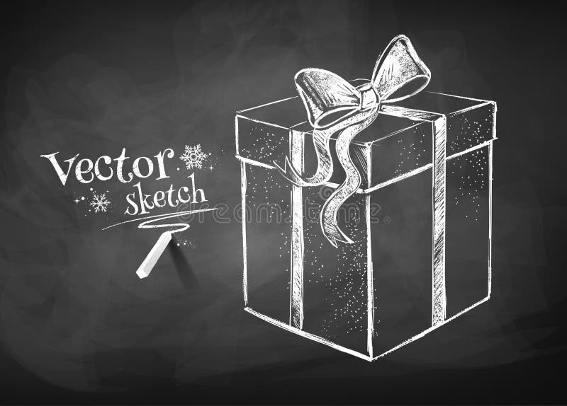 Gift box outline drawing Royalty Free Vector Image