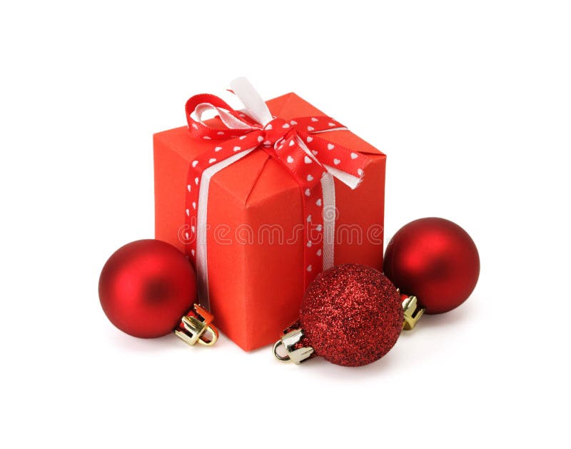 Gift box and Christmas balls