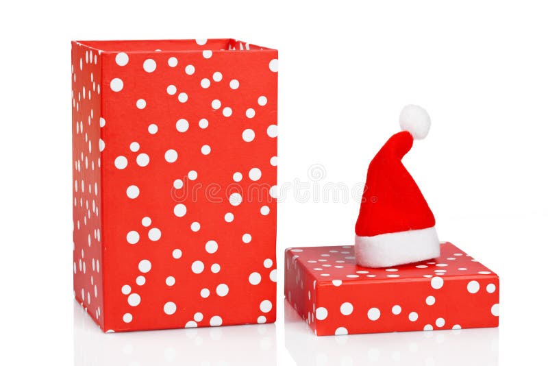 Gift Box with Christmas Hat Stock Photo Image of occasions, receiving