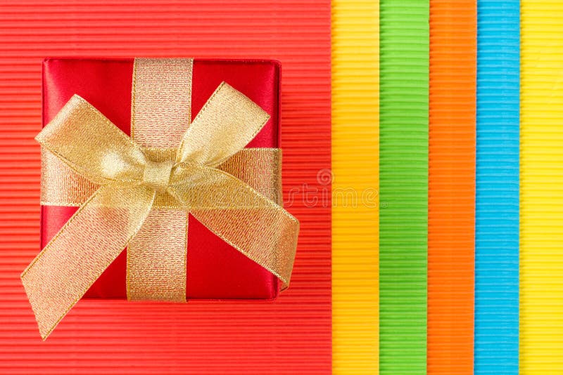 Gift Box on Colored Corrugated Paper Stock Photo Image of xmas