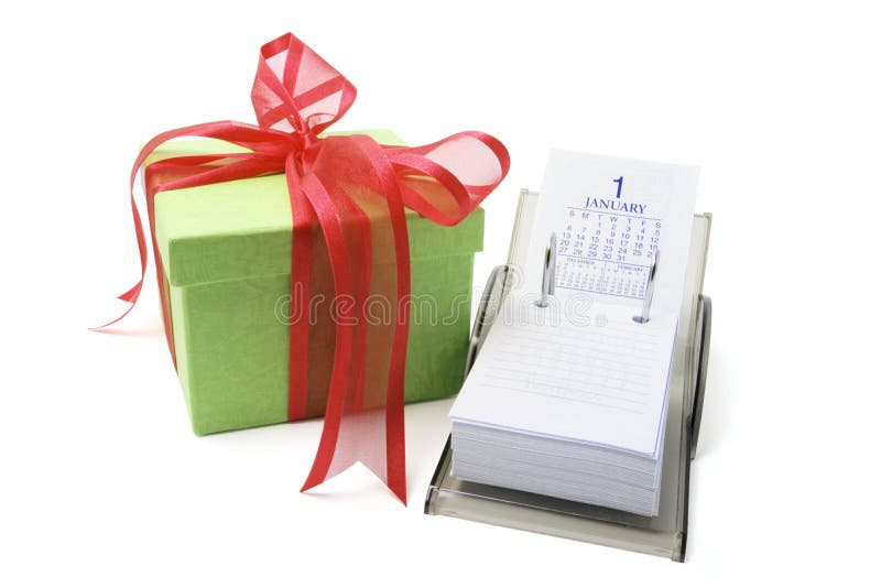 Gift Box and Desk Calendar stock photo. Image of memo 7015686