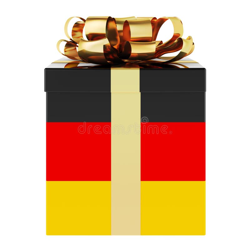 Gift Box with German Flag. Holiday in Germany, Concept Stock