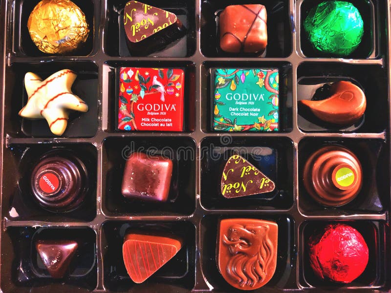 A gift box of Godiva chocolates