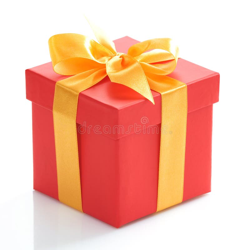 Gift box with gold ribbon stock image. Image of present 11101521