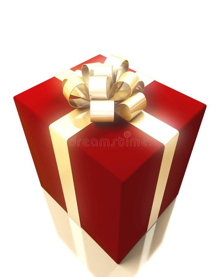 Gift box with gold ribbon vector illustration