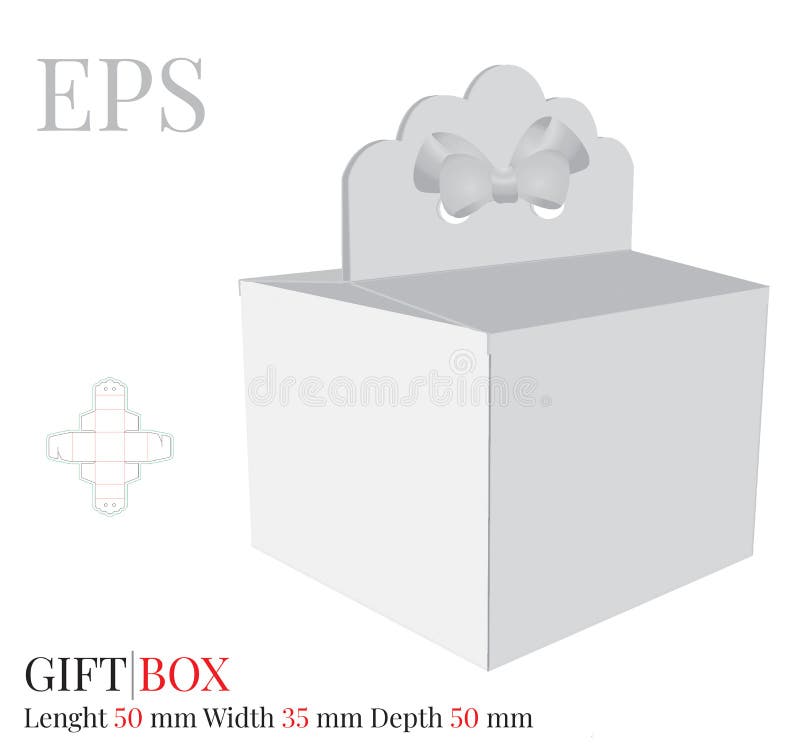 Gift Box Heart with Bow Template, Vector with die cut / laser cut layers. Delivery Cake Box, Self lock Box