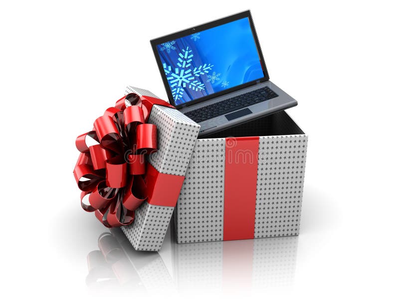 Gift Box With Laptop Royalty Free Stock Images Image 27937629