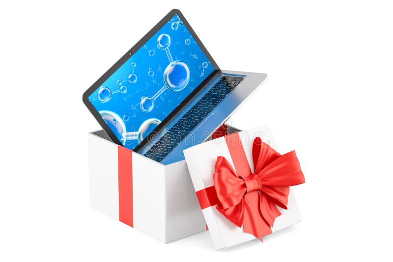 Gift Box with Laptop, 3D Rendering Stock Illustration Illustration of
