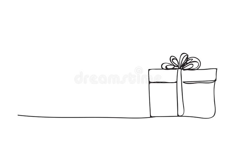 Gift box outline drawing Royalty Free Vector Image