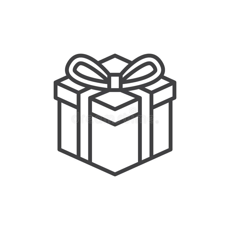 Gift Box Line Icon, Outline Vector Sign, Linear Style Pictogram