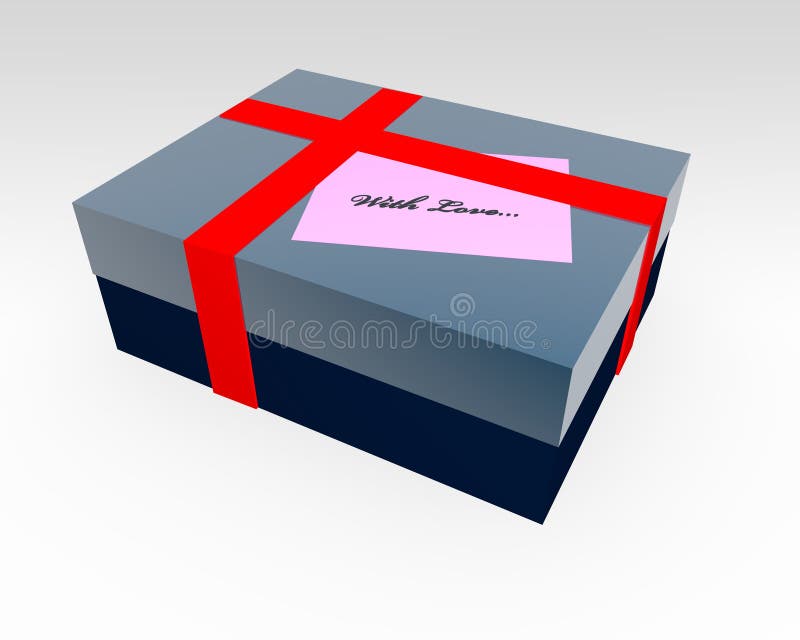 Gift box with message tag stock illustration. Illustration of pink