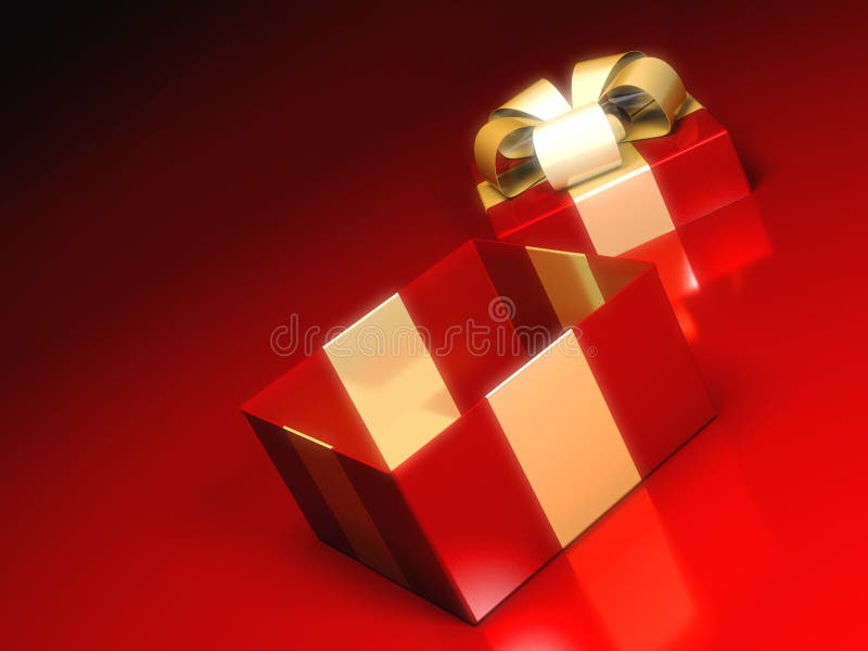 Gift box on red background