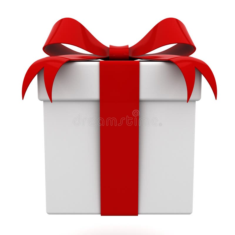 Gift box with red ribbon bow