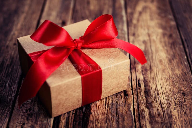 Gift box with a red ribbon