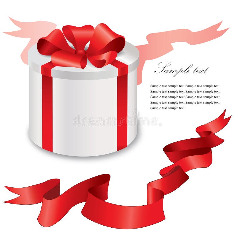 Gift Box with Red Ribbons Bow Set. Stock Illustration Illustration of