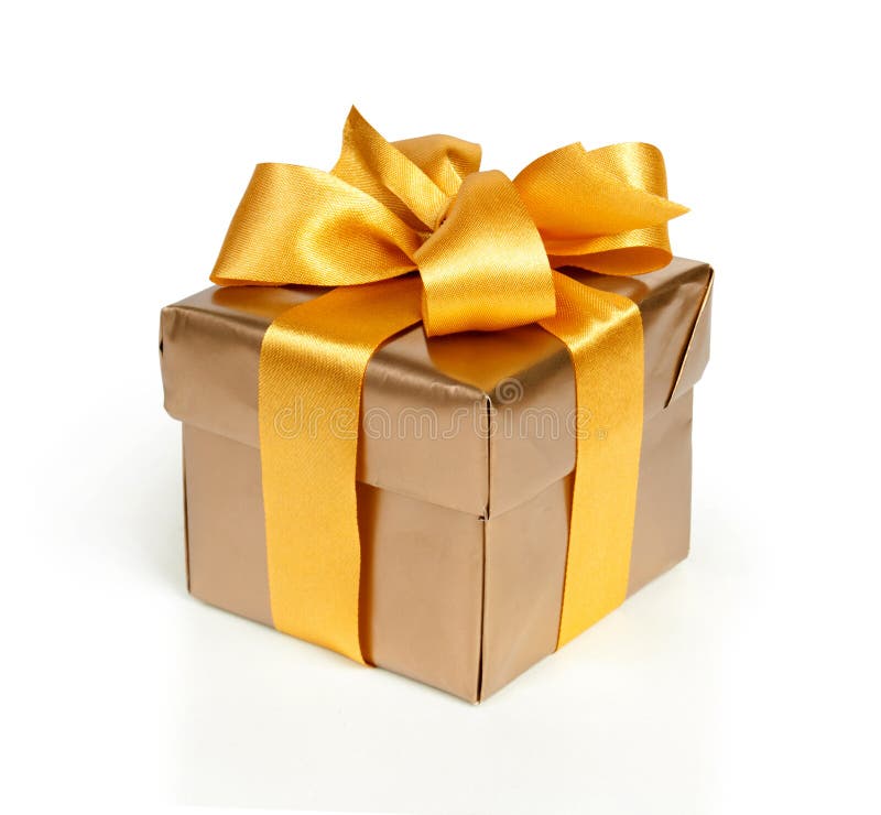 Yellow Theme Gift Box with Yellow Polka Dot Ribbon Stock Image Image