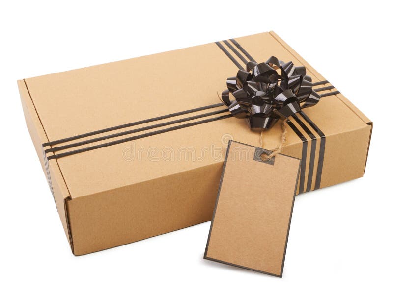 Gift Box with Ribbon Bow and Tag Stock Photo Image of ribbon, gift