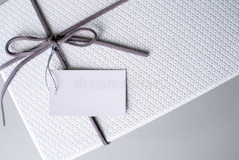 Gift Box and Ribbon with Tag for Valentine Present. Stock Image Image