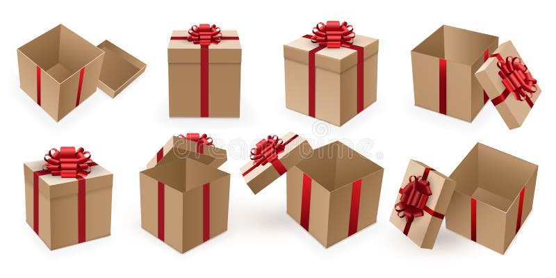 Gift boxes with red bows Royalty Free Vector Image