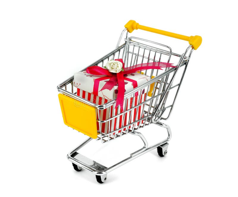 Gift Box With Shopping Carts Stock Image Image of product